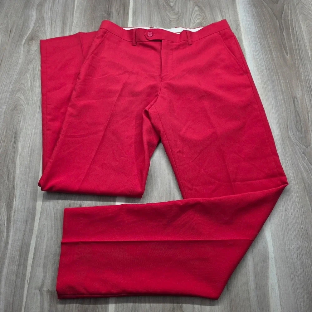 OppoSuits Red Dress Pants Mens US 40 Slim Fit Flat Front‎ Suit Trousers Holiday